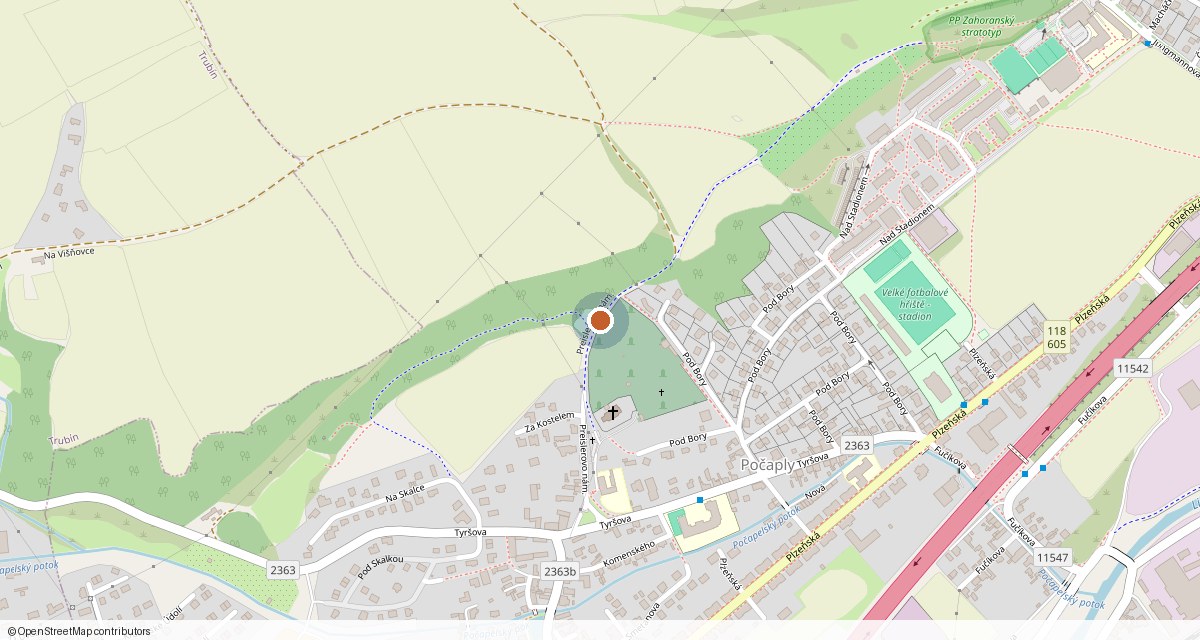 Mapa s vyznačeným sídlem: R.A.S. Beroun CZ s.r.o., Preislerovo nám. 5, 267 01 Králův Dvůr